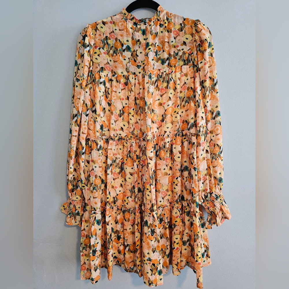 Entro Floral Long-Sleeve Mini Dress | Medium